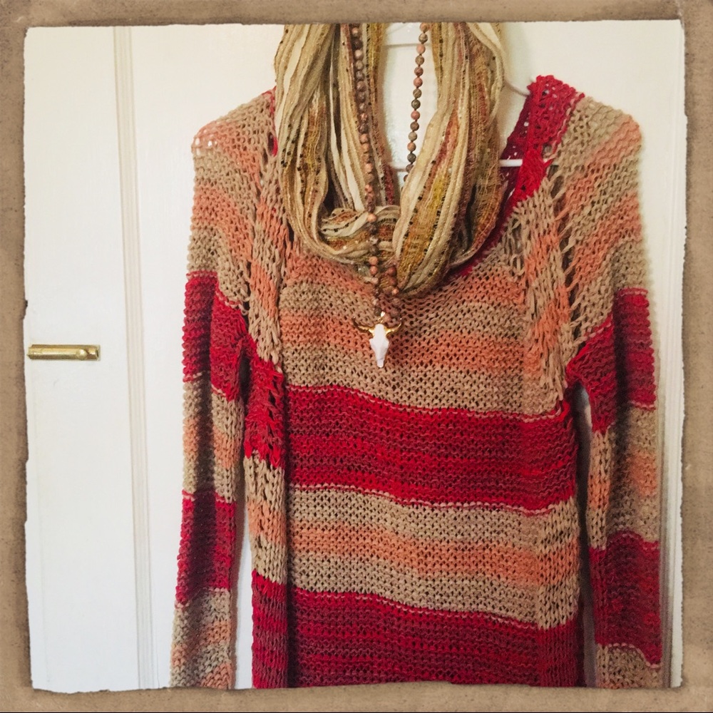 *NWOT*Free People Loosely Crocheted Sweater Sunset